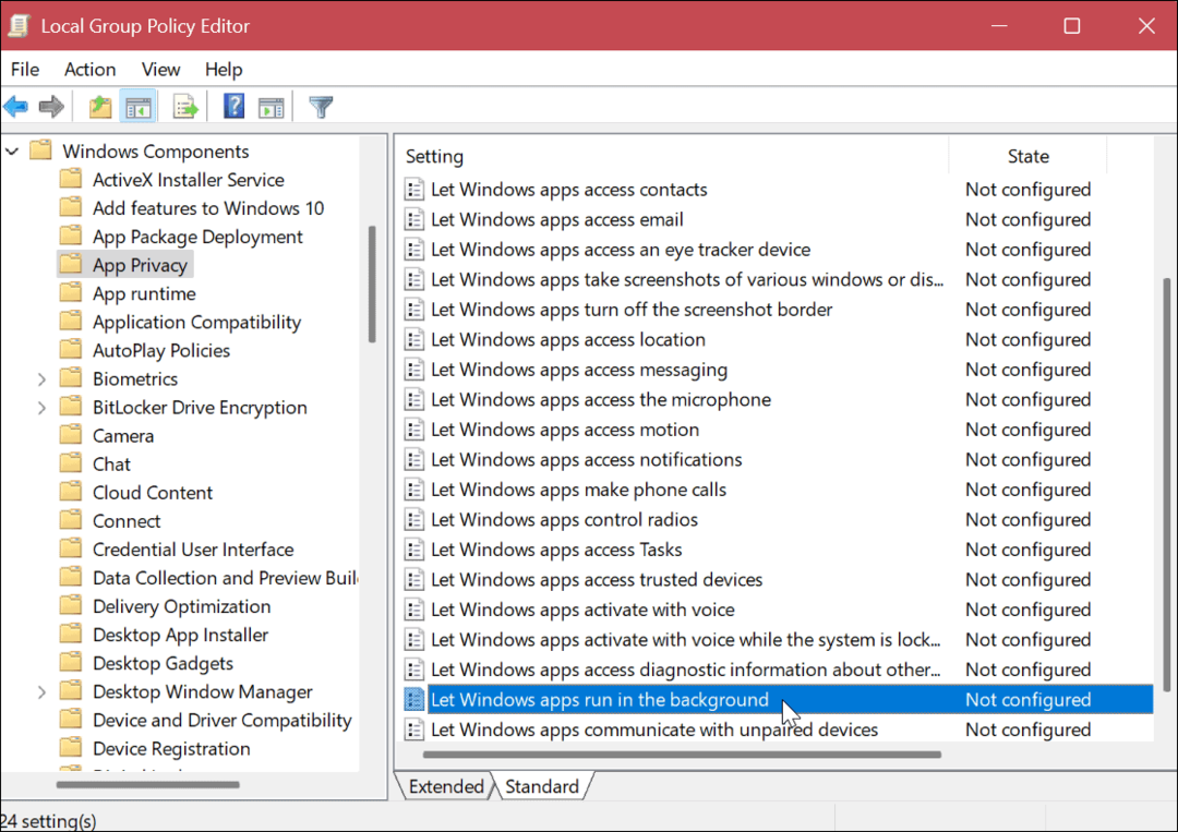 Atspējojiet fona lietotnes operētājsistēmā Windows 11
