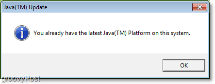 Ekrānuzņēmums: Windows 7 Java atjaunināšana Pārbaudiet pilnīgu Jucheck.exe