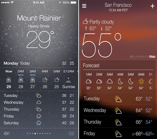 Yahoo un iOS 7 Weather Apps