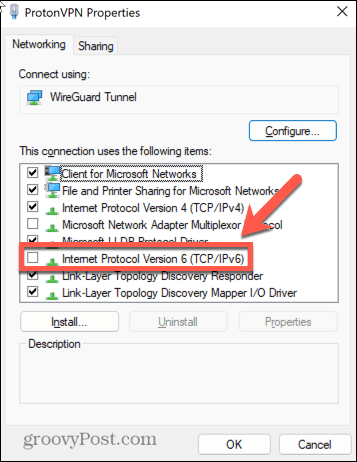 Windows 11 noņemiet atzīmi no ipv6