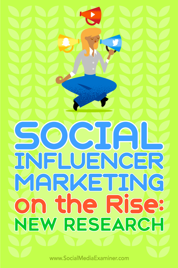 Sociālo ietekmētāju mārketings pieaug: Michelle Krasniak jauns pētījums par sociālo mediju eksaminētāju.