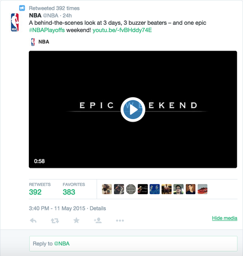 nba tvīts ar youtube video