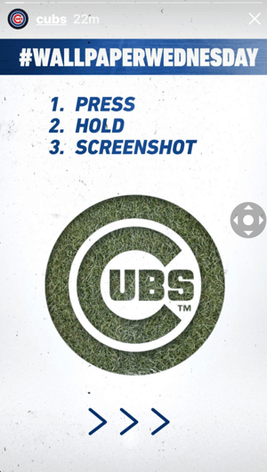 Kā uzlabot saistību ar instagram instagram, piegādāt ekrānuzņēmumu saturu, 1. piemērs no Cubs tapetes