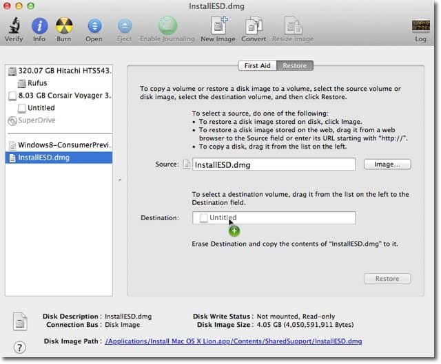 Apple OS X Lion: Kā izveidot bootable diska attēlu