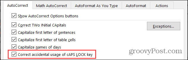 AutoCorrect Caps Lock operētājsistēmā Windows