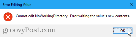 Nevar rediģēt kļūdu Windows reģistrā