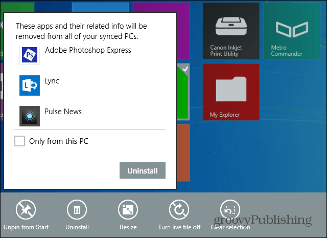 Windows 8.1 ļauj ērti atinstalēt vairākas lietotnes vienlaikus