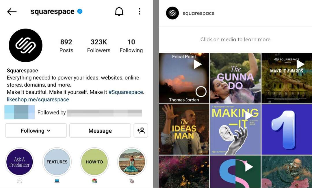 instagram-bio-squarespace-stāsts-izceļ-piemērs