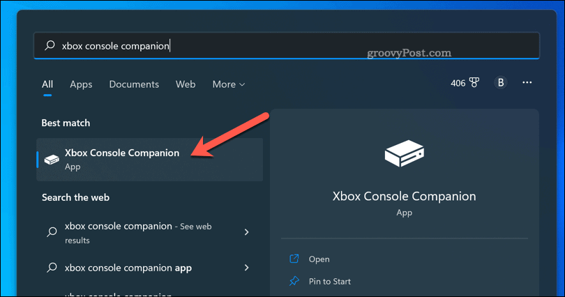 Atveriet Xbox pavadošo lietotni operētājsistēmā Windows 11