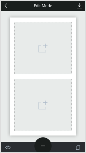 Lai pievienotu saturu, veidnē Izlocīšana pieskarieties ikonai +.