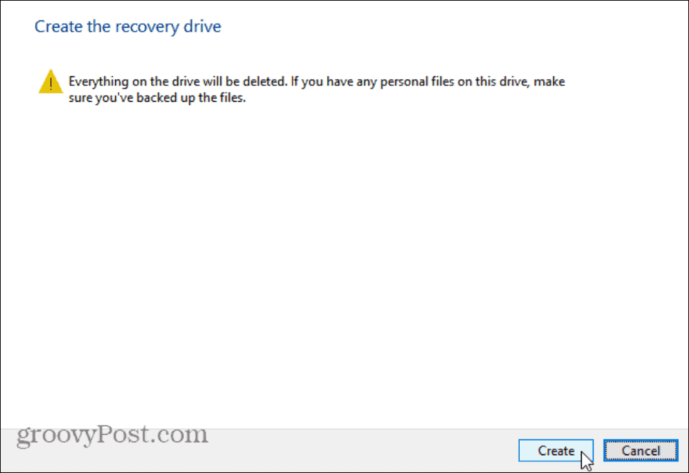 dati tiks dzēsti ziņojumu atkopšanas diska Windows 11