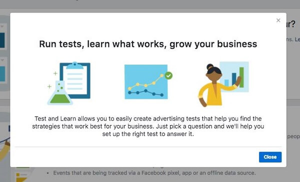 Facebook biznesa vadītājs izlaiž jaunu rīku Test and Learn.