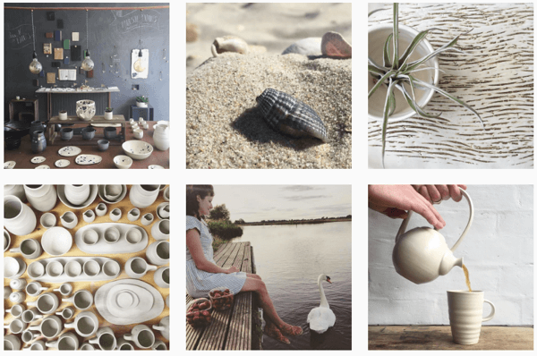 Illyria Pottery izmanto vienu filtru, lai izveidotu vienotu Instagram plūsmu.