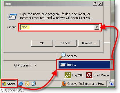 Atveriet Windows komandu uzvednes logu