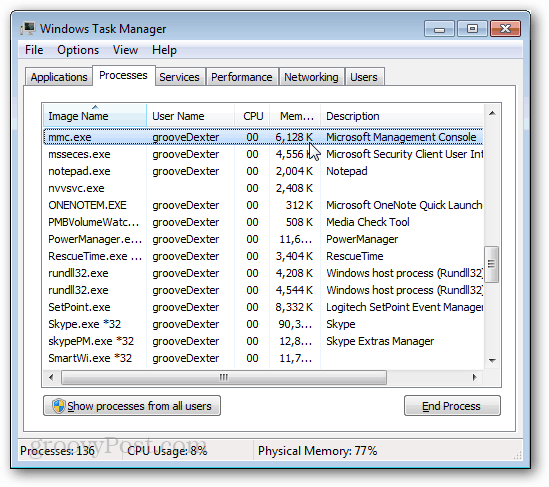 Windows uzdevumu pārvaldnieks mmc.exe