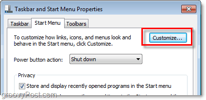 pielāgot Windows 7 izvēlni Sākt