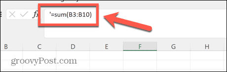 Excel apostrofs formulas sākumā