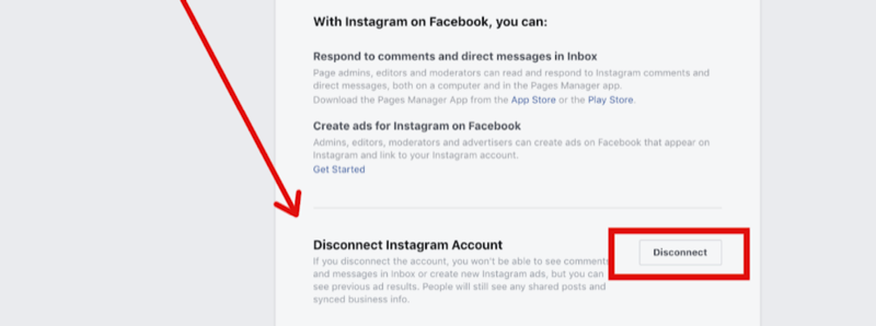 2. solis, lai atvienotu Instagram kontu Facebook lapas iestatījumos