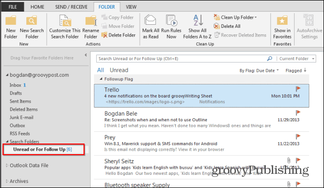Outlook 2013: Kā izmantot meklēšanas mapes, lai ātri atrastu e-pastu!