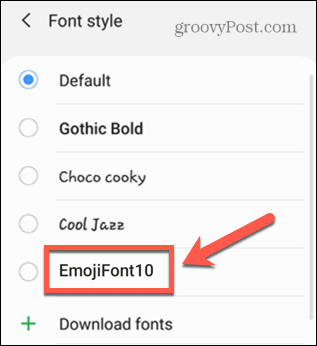 Android izvēlieties fonta stilu