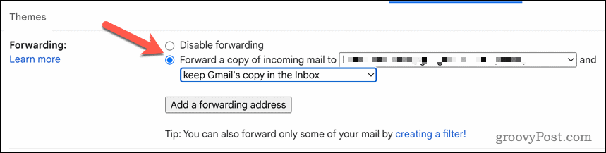 Iespējot Gmail pārsūtīšanu