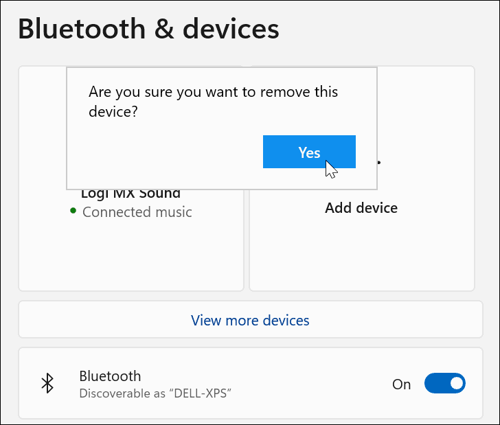Pārbaudiet Bluetooth ierīces noņemšanu