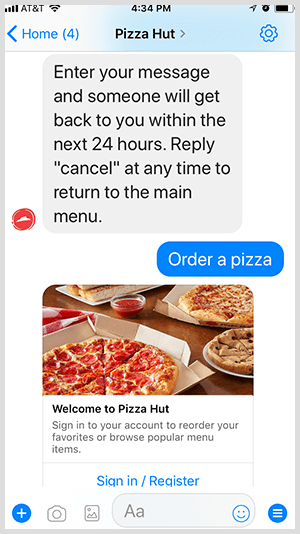 Pizza Hut automatizē picu pasūtīšanu, izmantojot Messenger bot.