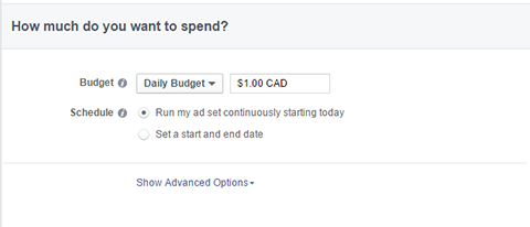 budžeta iespējas facebook reklāmām