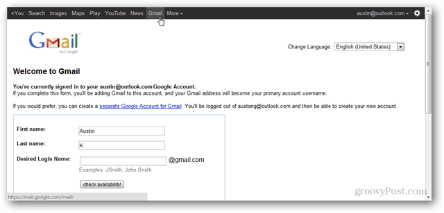 Kā izveidot Google kontu, neizmantojot Gmail