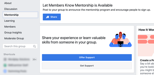 Kā uzlabot savu Facebook grupas kopienu, Facebook grupas konsultēšanas iespēju un informācijas paneļa piemēru 