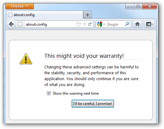 anulēta Firefox garantija