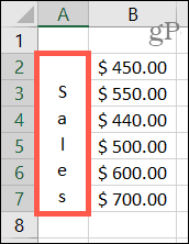 Vertikālais teksts programmā Excel