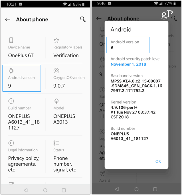 OnePlus Par tālruņa Android versiju