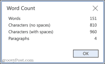 Vārdu skaits programmā Microsoft Word tīmeklim