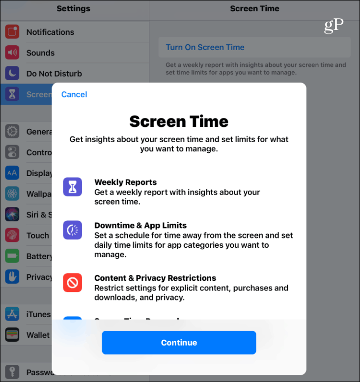Iespējot ekrāna laiku iOS 12