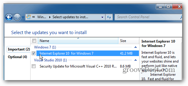 Kā no Internet Explorer 10 priekšskatījuma Windows 7 atjaunot atpakaļ uz Internet Explorer 9