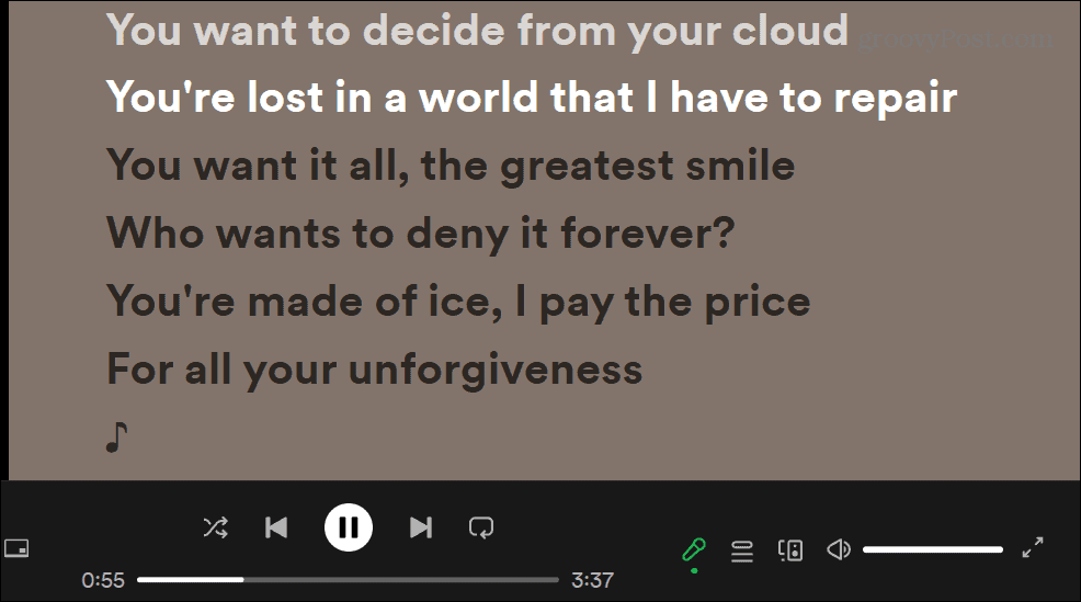 Skatīt dziesmu tekstus vietnē Spotify