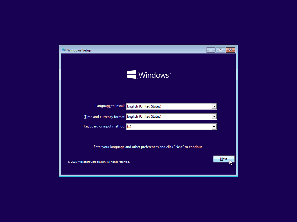 01 Valodas iestatīšana Windows 10 tīrā instalēšana