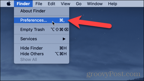 Mac datorā atveriet Finder Preferences