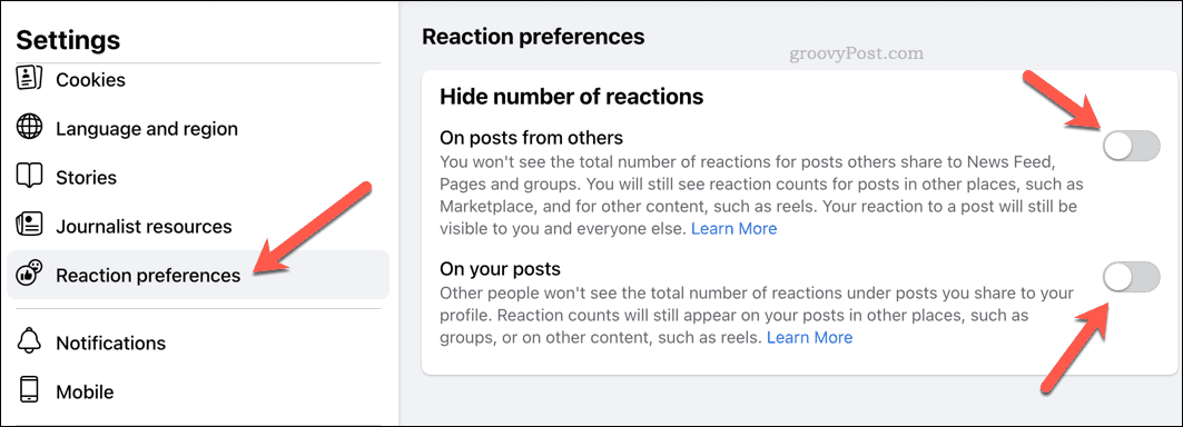 Mainiet reakcijas preferences pakalpojumā Facebook