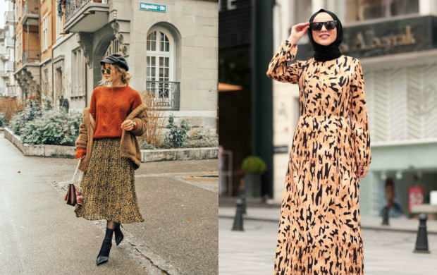 leoparda svārku kombinācijas hidžabs