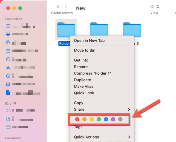 Noklusējuma krāsu atzīmes iestatīšana mapei operētājsistēmā Mac
