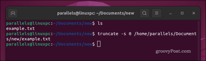 Linux faila iztukšošana, izmantojot komandu truncate