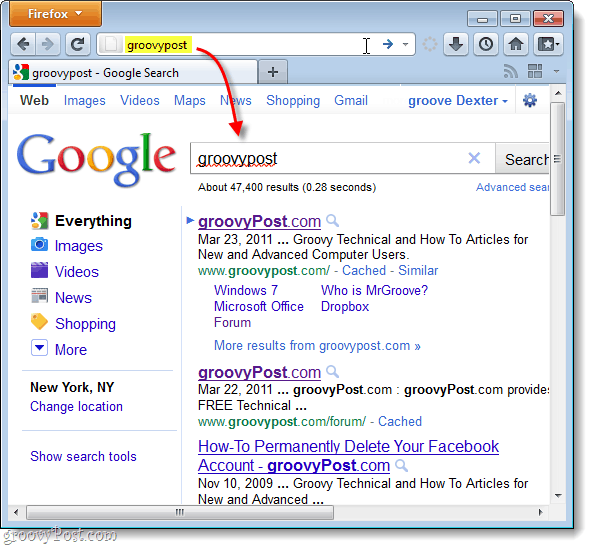 meklējiet Google pēc noklusējuma pārlūkprogrammā Firefox 4