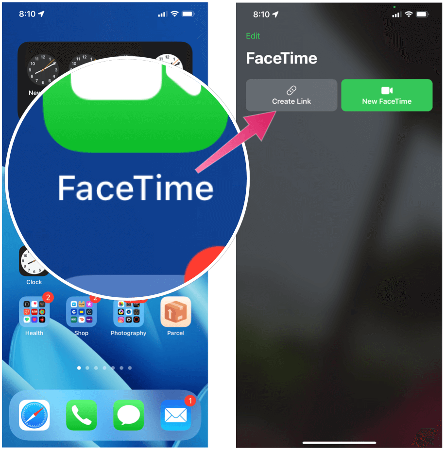Nosūtīt FaceTime tērzēšanu Uzaicināt FaceTime izveidot saiti