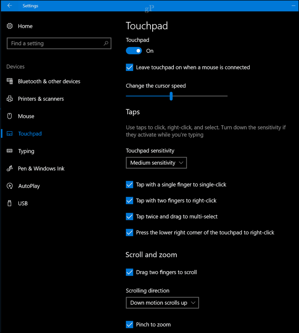 Windows 10 padoms: atspējojiet skārienpaliktni, kad ir pievienota pele