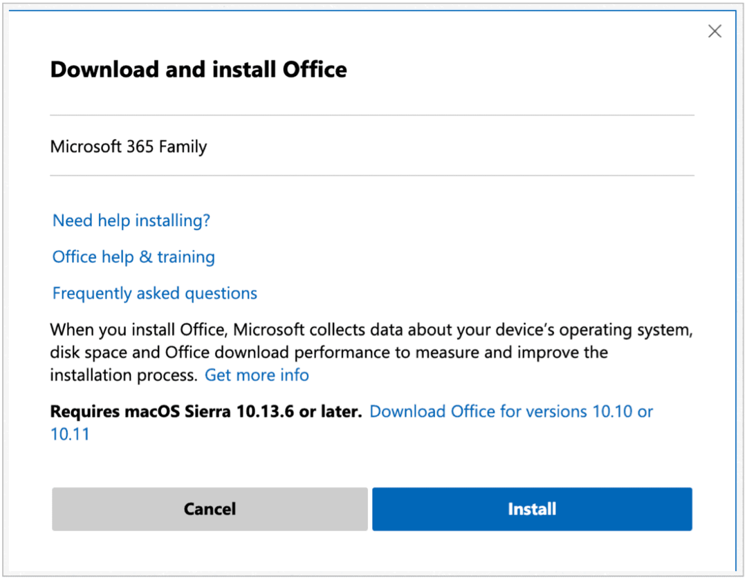 Microsoft 365 tīmekļa instalēšana