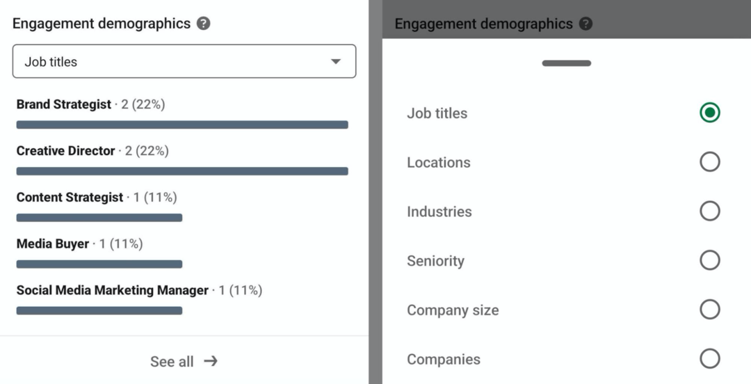 iesaistes demogrāfisko datu attēls LinkedIn veidotāju analīzē