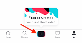 Pieskarieties, lai izveidotu pirmo īso video uznirstošo logu TikTok