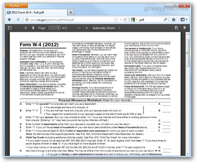 Iespējojiet iebūvēto PDF skatītāju pārlūkprogrammā Firefox 15